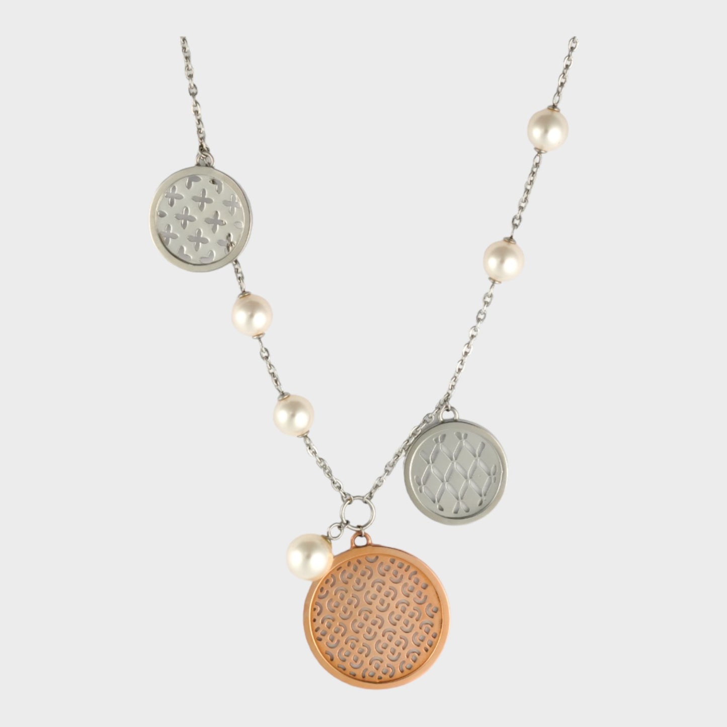 Pearl & Motif Coins Necklace