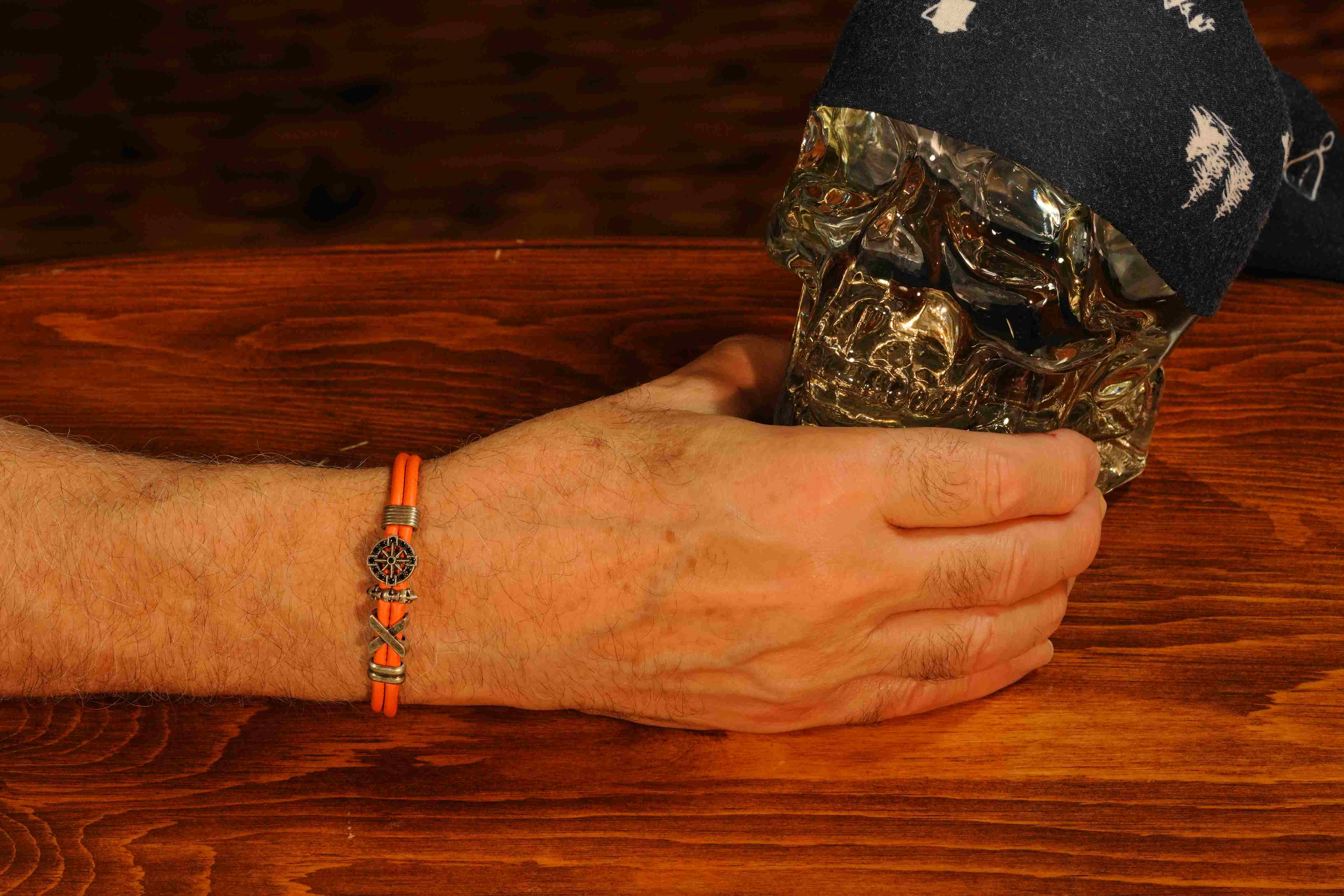 Bracelet en cuir boussole