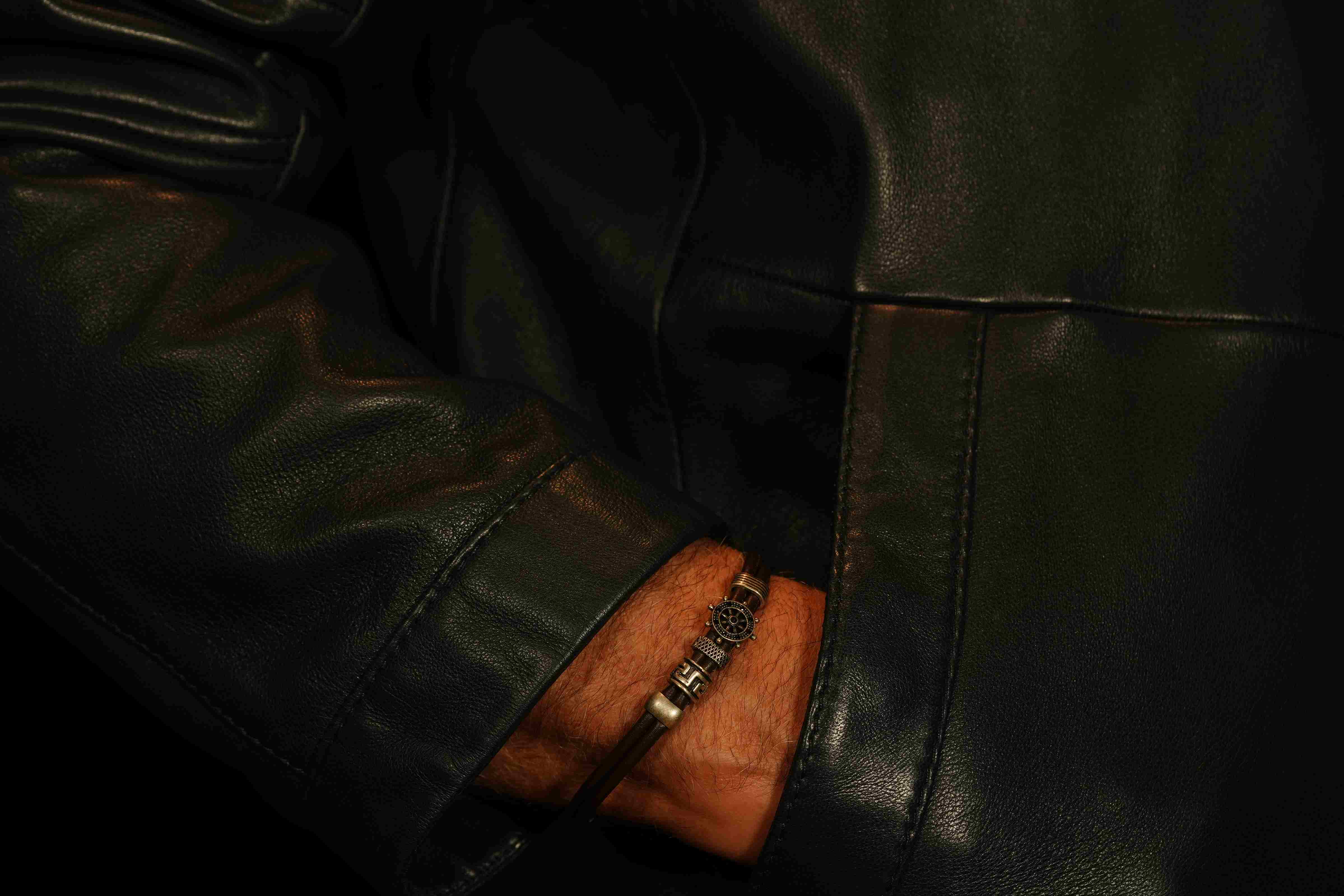 Bracelet en cuir à roue