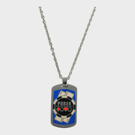 Poker Sterling Silver Dog Tag