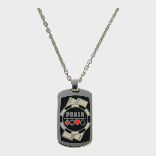 Poker Sterling Silver Dog Tag