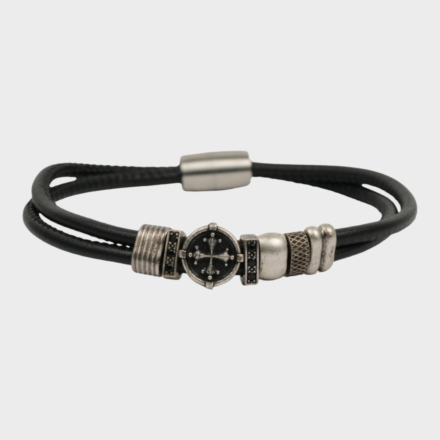 Fancy Cross Leather Bracelet