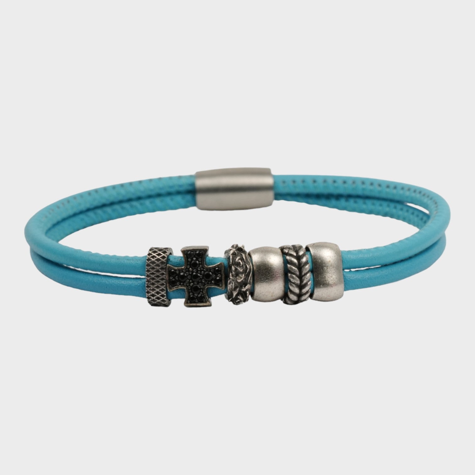 Bracelet court en cuir avec croix