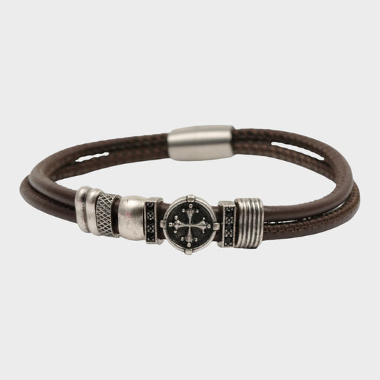 Fancy Cross Leather Bracelet