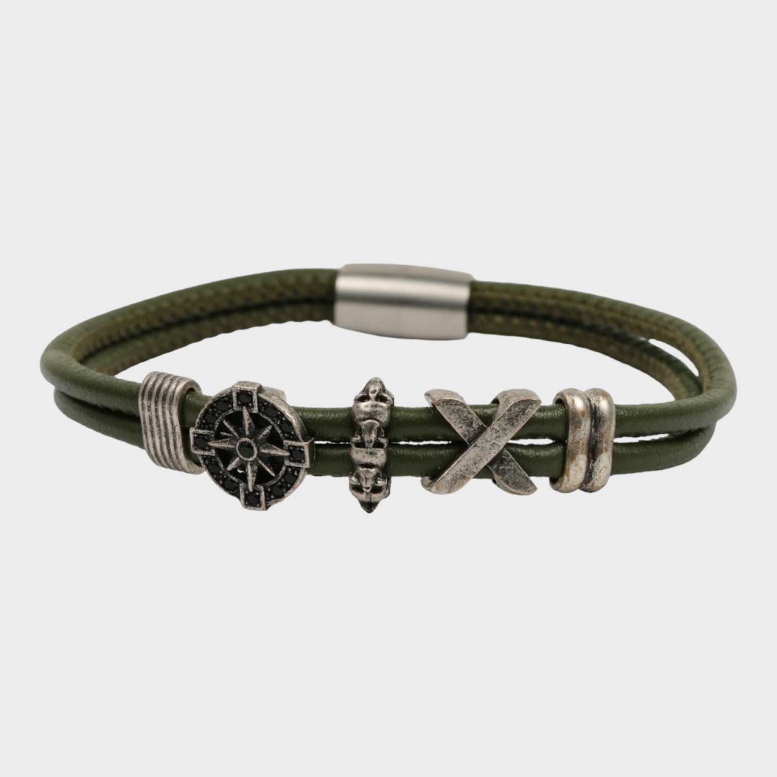 Bracelet en cuir boussole
