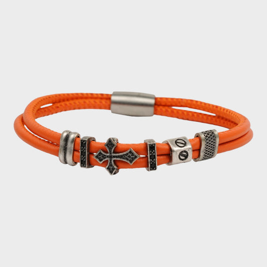 Cross Leather Bracelet