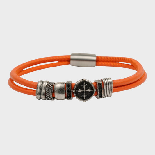 Fancy Cross Leather Bracelet