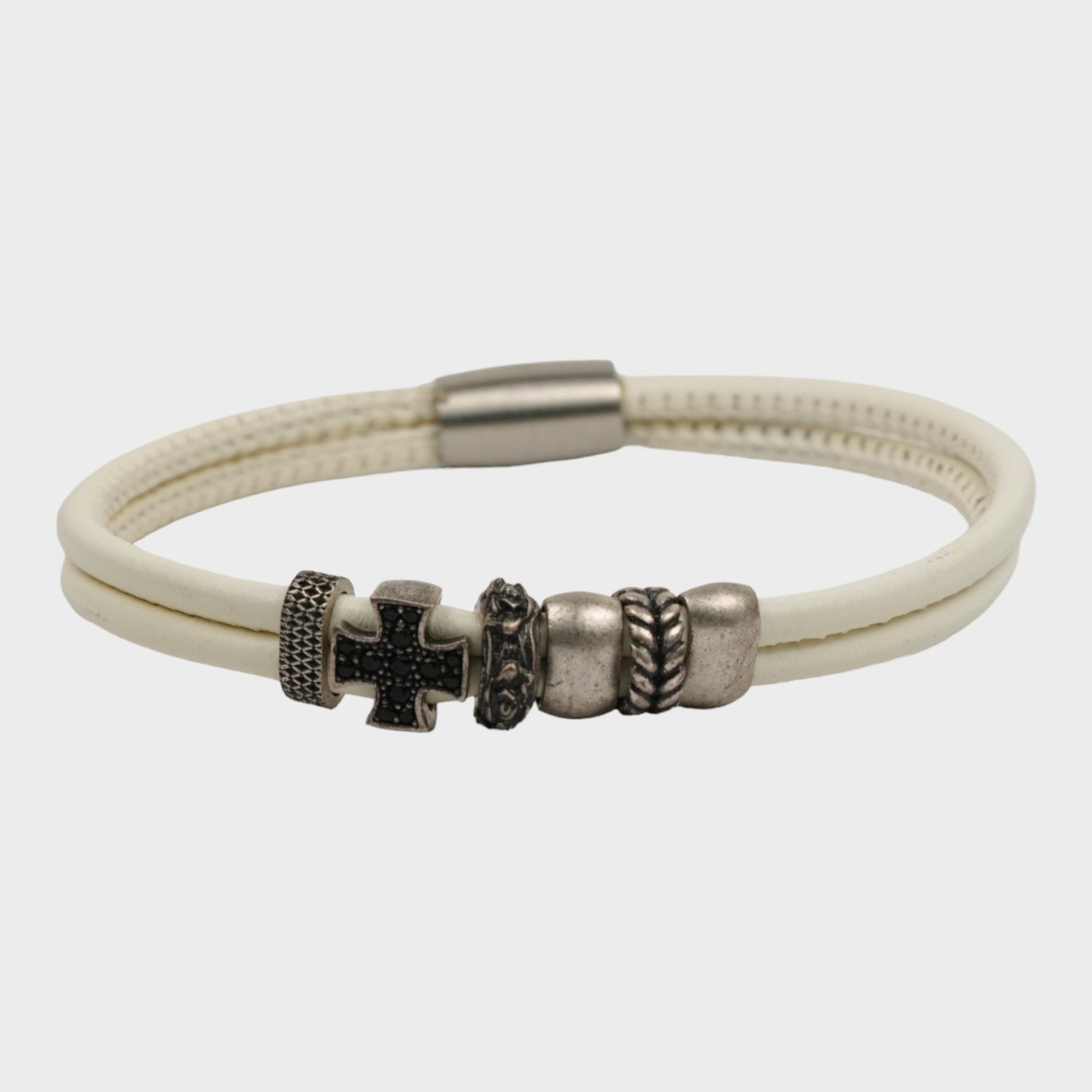 Bracelet court en cuir avec croix